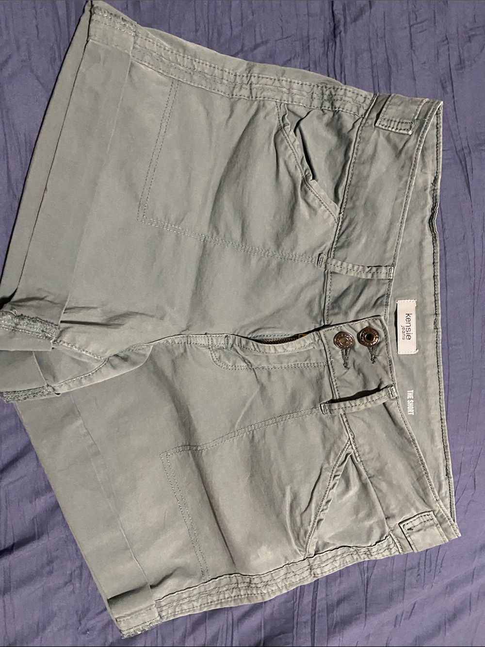 Kensie Light Sage Green Utility Bermuda Shorts